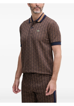 Lacoste monogram-print short-sleeve polo shirt - Brown