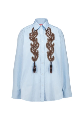 La DoubleJ Peony Placéee embroidered cotton shirt - Blue