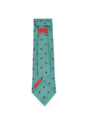 Isaia 7 Fold floral-pattern tie - Blue