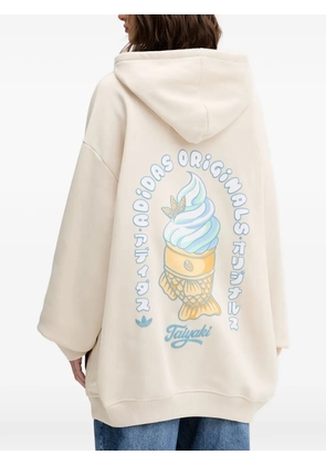 adidas graphic-print drawstring hoodie - Neutrals