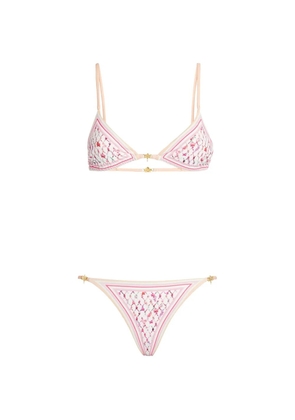 Genny floral appliqué bikini - Pink