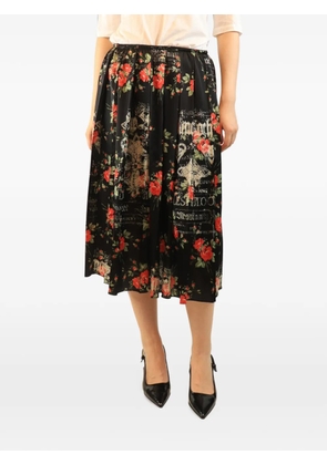 Simone Rocha floral-print pleated midi skirt - Black