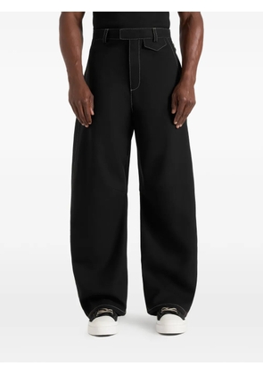 Manière De Voir Marceau in black contrast-stitch barrel-leg trousers