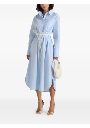Manière De Voir Isa in pale blue belted pinstripe cotton midi shirt dress