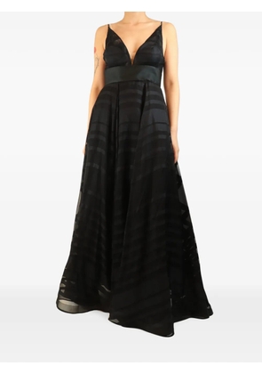 La Mania striped-pattern V-neck maxi dress - Black