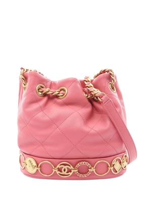 CHANEL Pre-Owned 2021s matelassé chain bucket bag - Pink
