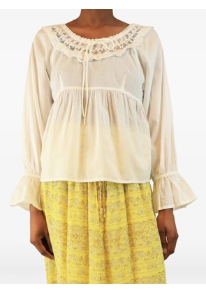 Posse lace-trim sheer blouse - White