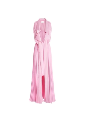Genny sleeveless lace pleated trench coat - Pink