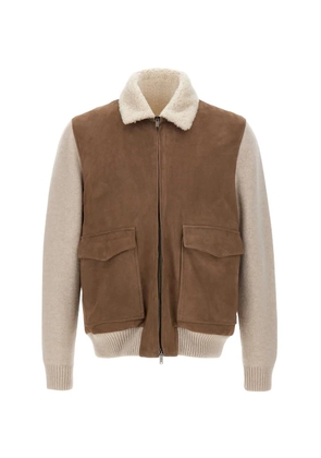 VOLFAGLI Arena shearling-collar leather jacket - Brown