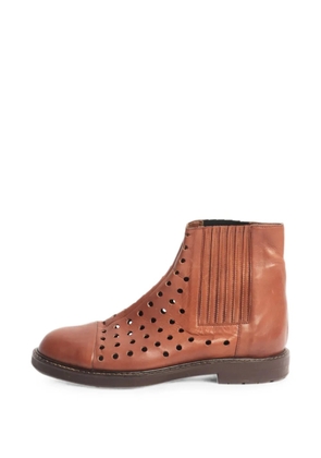 Marni Pre-Owned hole-punched leather ankle boots - Brown