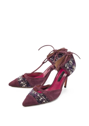 Carolina Herrera Vintage tweed T-strap heeled pumps - Purple