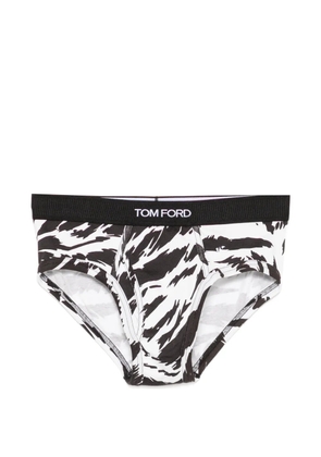 TOM FORD zebra-print logo-waistband briefs - Black