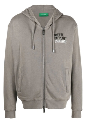 DSQUARED2 logo print zip-up hoodie - Grey