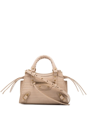 Balenciaga Neo Classic crocodile-effect mini bag - Neutrals