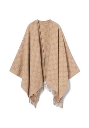 Gucci fringed cape - White