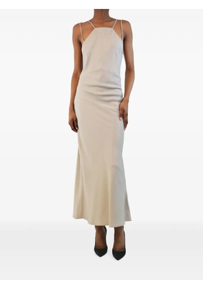 Eudon Choi lace-up midi dress - Neutrals