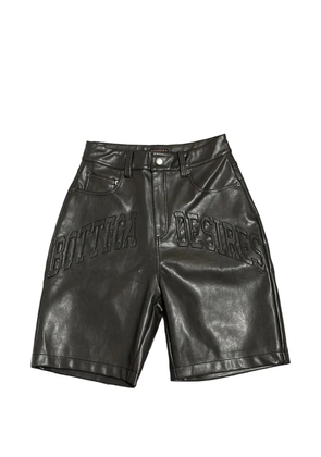 Bottega Desires logo-appliqué leather shorts - Black