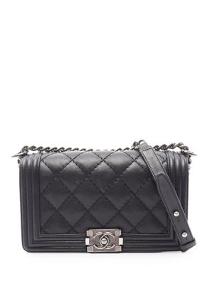 CHANEL Pre-Owned 2013-2014 Boy diamond-quilted shoulder bag - Black