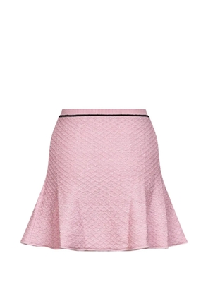 Self-Portrait sequin-embellished diamond-knit mini skirt - Pink