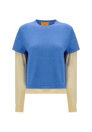Guest In Residence layered-effect fine-knit T-shirt - Blue