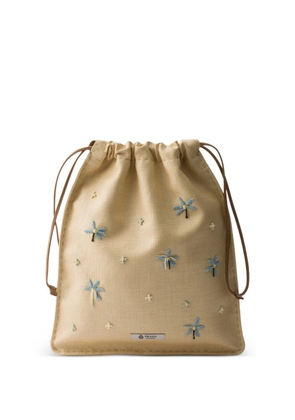 Prada Wish embroidered canvas pouch - Neutrals