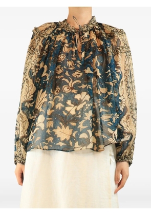Ulla Johnson floral-print ruffled blouse - Blue