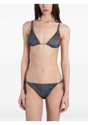 SIEDRES bead-embellished checkered bikini - Brown