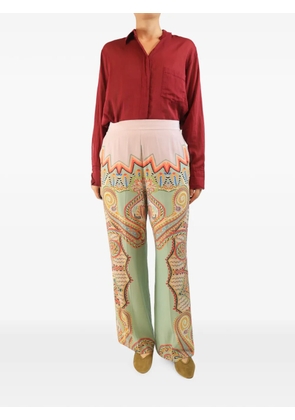 Etro Pre-Owned paisley wide-leg trousers - Green
