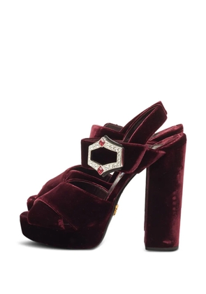Prada Pre-Owned crystal-buckle sandals - Red
