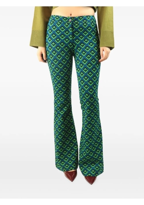 Diane Von Furstenberg Vintage geometric-pattern flared trousers - Blue