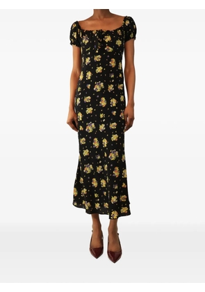 Alessandra Rich floral-print silk dress - Black