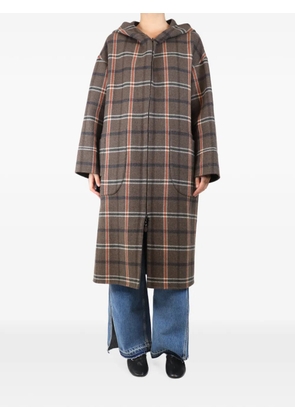 BAMFORD check hooded coat - Brown