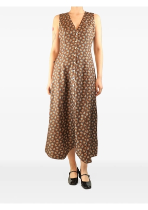 DÔEN print sleeveless midi dress - Brown