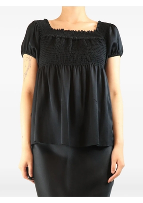 CHANEL Pre-Owned 2005 silk smocked top - Black