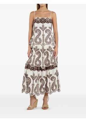 Christy Lynn Marcy embroidered scalloped-hem top - White