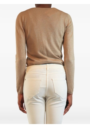 Brunello Cucinelli Vintage lurex fine-knit long-sleeve sweater - Brown