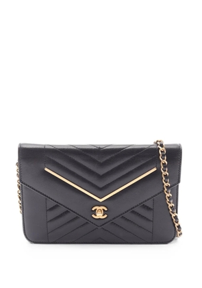 CHANEL Pre-Owned 2017-2018 V-stitch lambskin chain wallet - Black