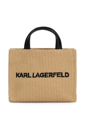 Karl Lagerfeld logo small square woven beach bag - Neutrals