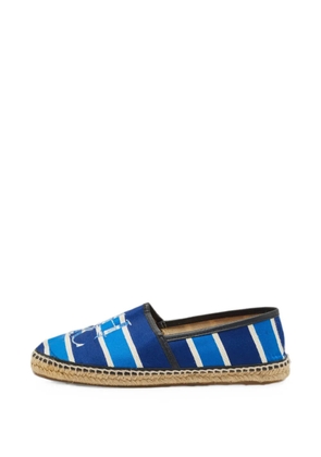 Carolina Herrera Vintage striped logo-embroidered espadrilles - Blue