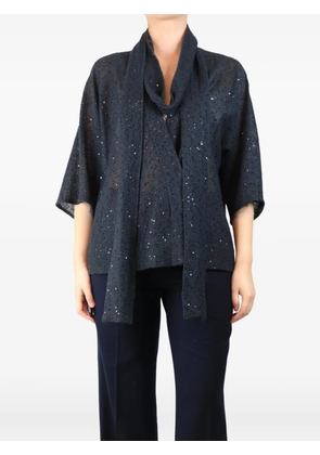 Brunello Cucinelli Vintage sequined snap-button blouse - Blue