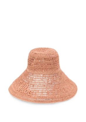 Chloé logo-embroidered raffia hat - Neutrals