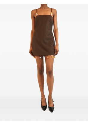 SIEDRES square-neck beaded mini dress - Brown