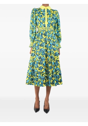 alice + olivia floral-print tiered midi dress - Yellow