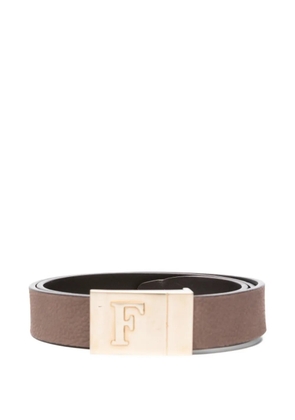 Gianfranco Ferré Pre-Owned 2000s logo-plaque pebbled belt - Brown