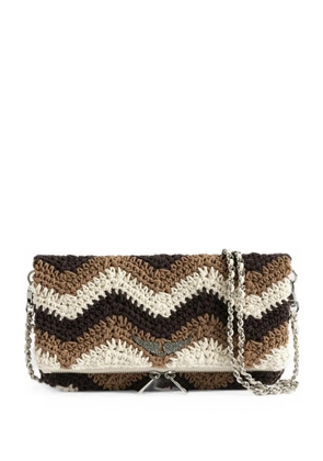 Zadig&Voltaire Rock chevron-pattern macramé clutch bag - White