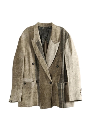 Ziggy Chen striped double-breasted blazer - Neutrals