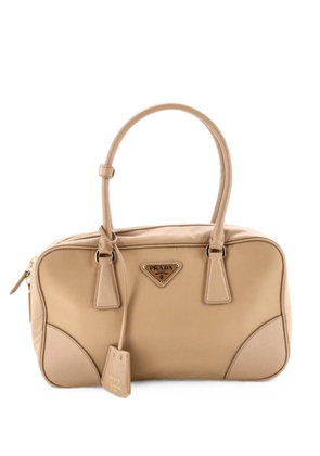 Prada Pre-Owned Re-Edition 1978 Bauletto Bag Re-Nylon with Saffiano Leather Medium satchel - Neutrals
