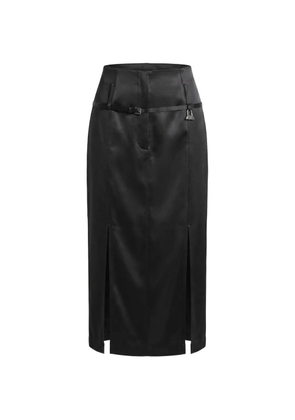 Grace Ling Relics belted slit midi skirt - Black
