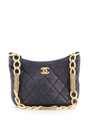 CHANEL Pre-Owned CC Mixed Chain Link Zip Quilted Lambskin hobo bag - Black