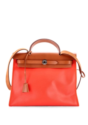 Hermès Pre-Owned Herbag Zip Berline Vache Canvas and Leather 31 shoulder bag - Orange